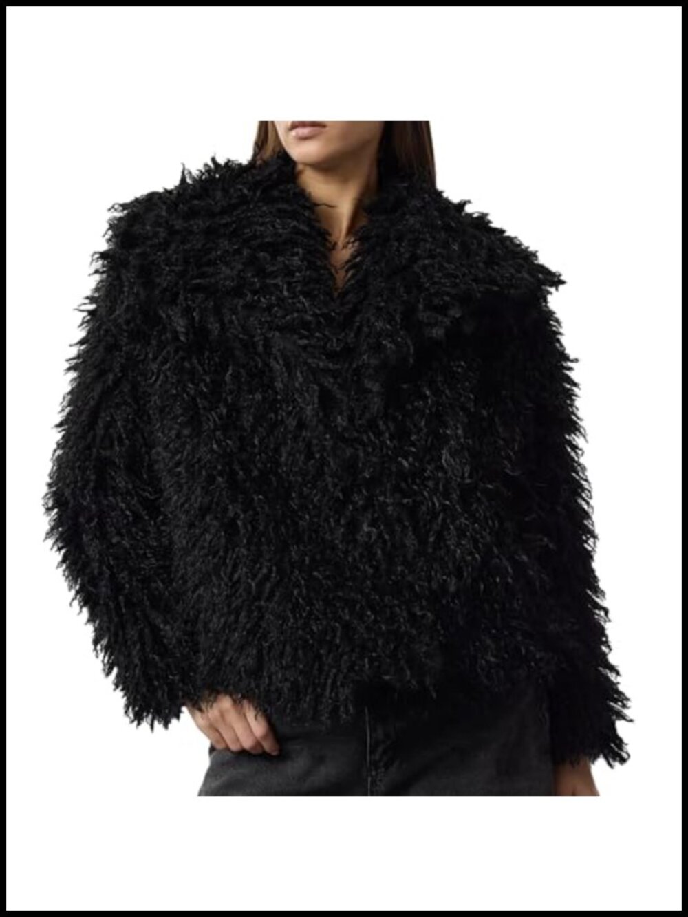 Faux Fur Coat Fluffy Loose Winter Jacket Snap Button Shawl Collar